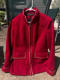Bandleader jacket, red with gold soutache trim