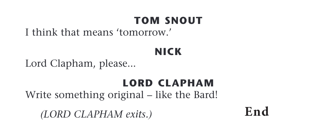 Lord Clapham, Nigel, Nick, Peter Quince, Tom, Snout Side 2