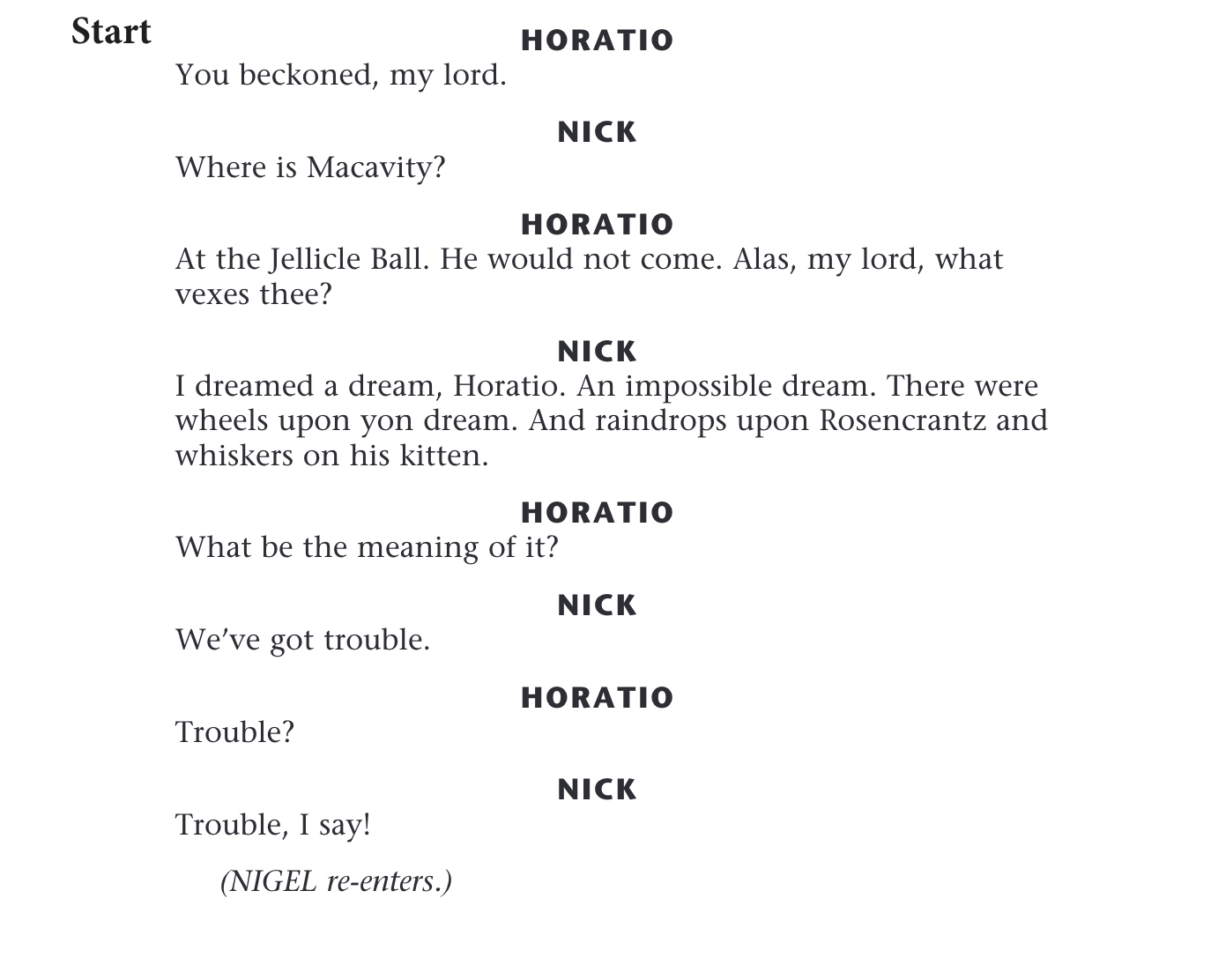 Nick, Horatio, Robin, Footman Side 1