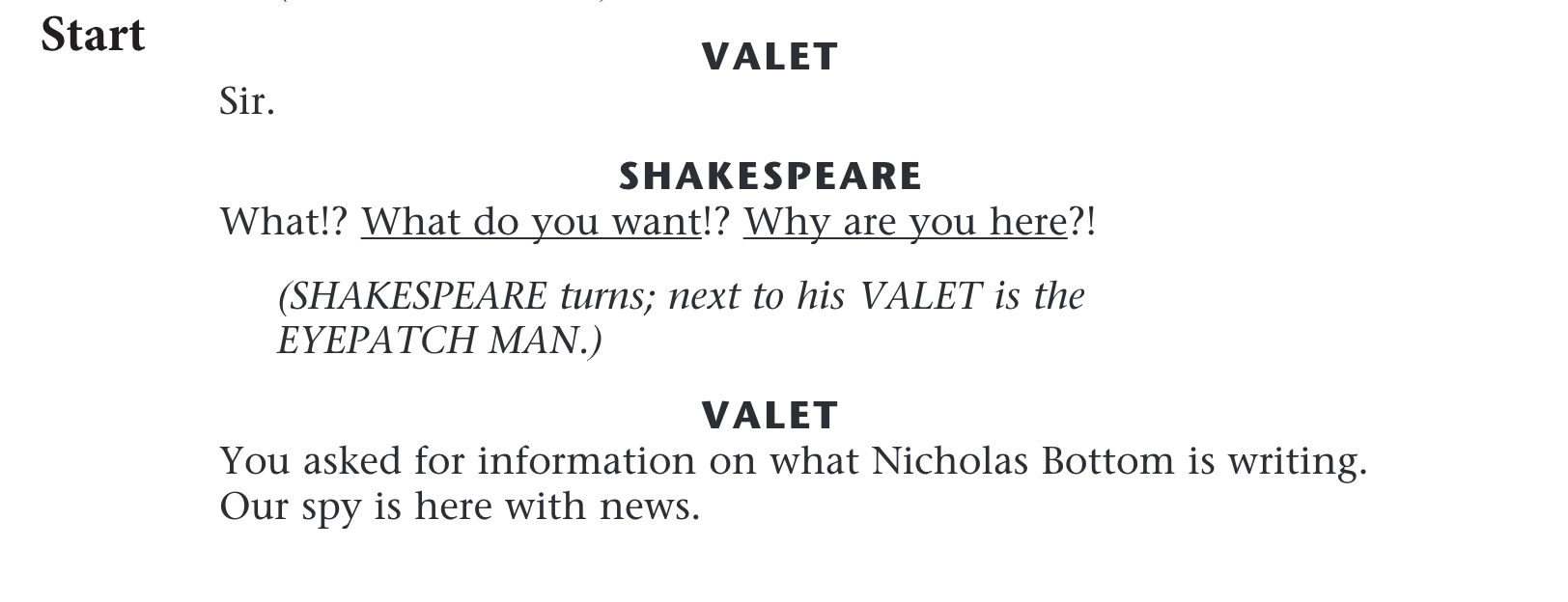 Shakespeare, Eyepatch Man, Valet Side 1