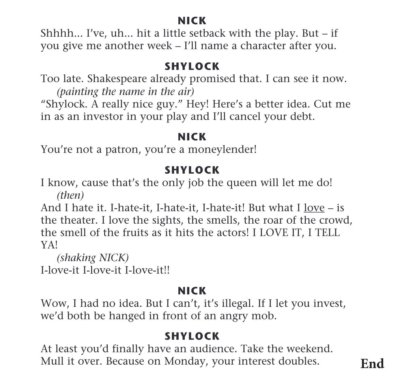 Shylock, Nick Side 2