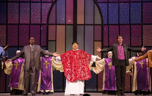 Sister Act Broadway musical costume rentals - nuns sparkle habits for finale - Stagecraft Theatrical Rental - 800-499-1504