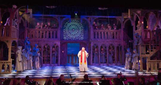 Hunchback Premium Rental set - Hunchback unit set with bells - Front Row Theatrical Rental - 800-250-3114