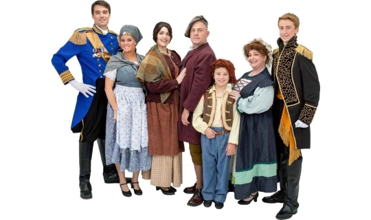 Rental Costumes for Into the Woods – Cinderella’s Prince, Cinderella in work clothes, Bakers Wife, Baker, Jack, Jack’s Mother, and Rapunzel’s Prince