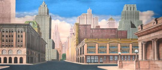 Grosh New York Street backdrop used in productions of Annie,Madagascar and Guys and Dolls
