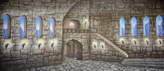 Witches Castle backdrop used in the productions of Wizard of Oz and Shrek