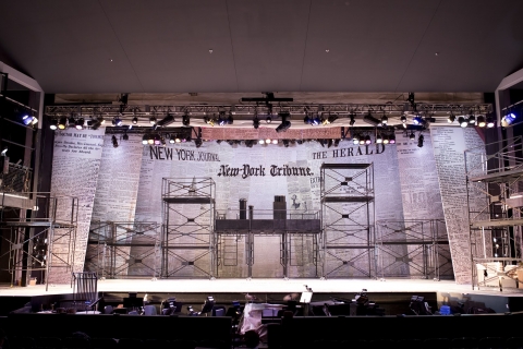 Newsies Props Backdrop Printing Press And Costumes Music Theatre International