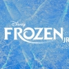 A blue icy background with snowflakes with the Disney Frozen JR logo.