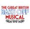 The Great British Bake Off Musical logo in red and blue with traditional flourish beneath