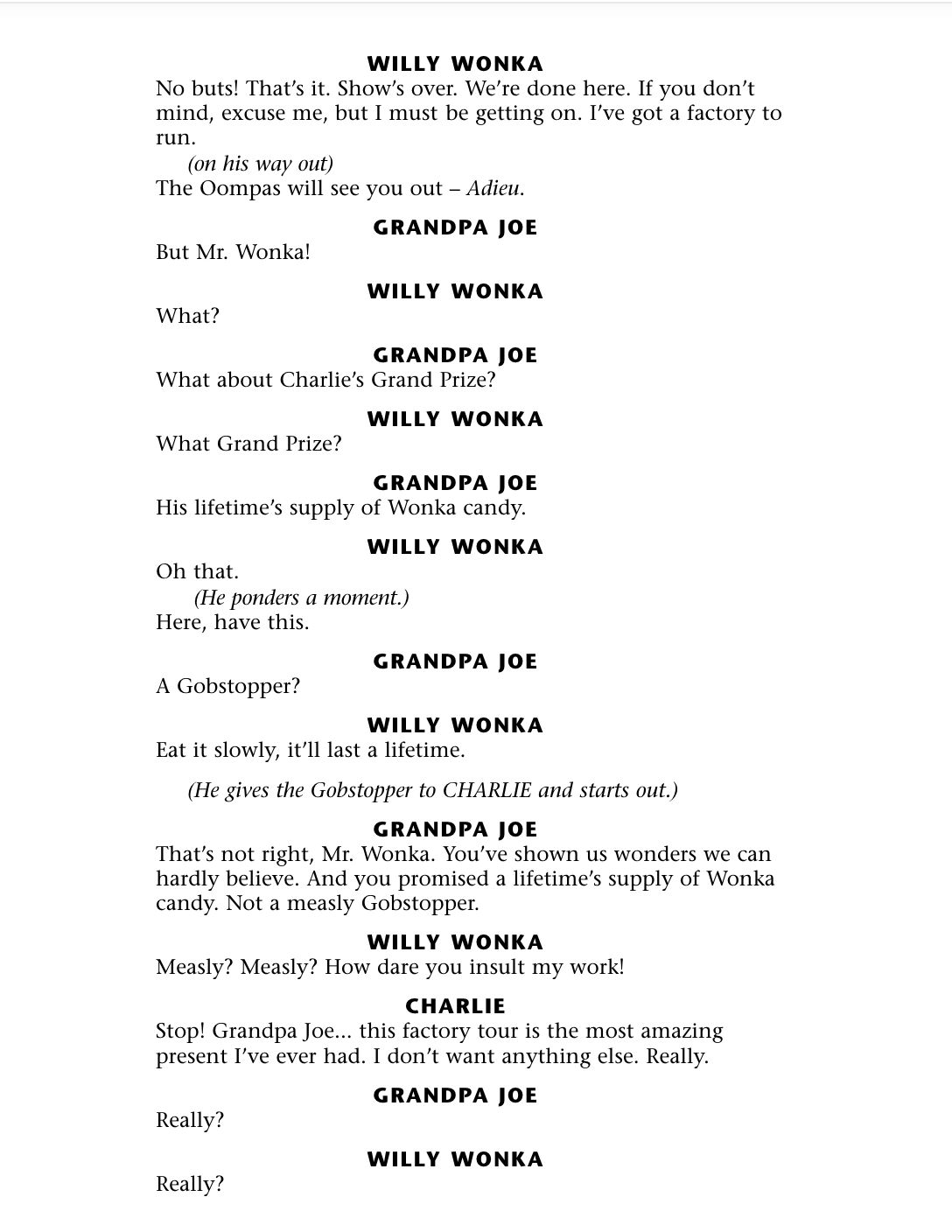 Willy Wonka, Grandpa Joe, Charlie Side