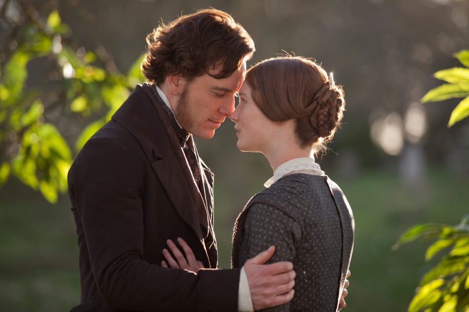 Michael Fassbender (left) and Mia Wasikowska (right) in Focus Features JANE EYRE